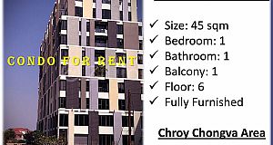 #SCL007 👉 Fully Furnished Condo One Bedroom at Chroy Chongva For Rent